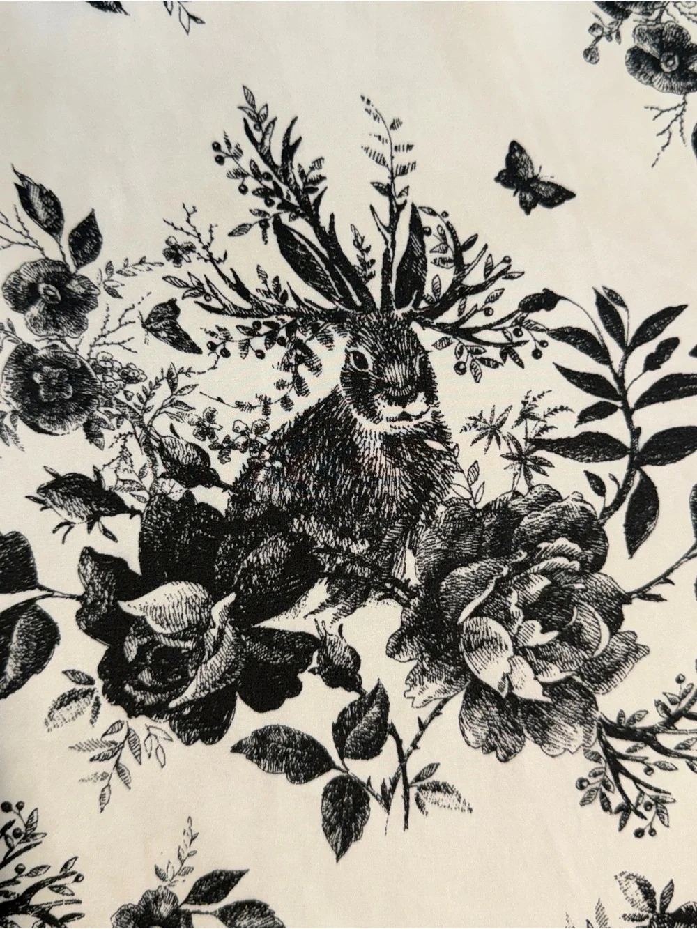 Victorias Secret Hidden Bunny Toile satin robe rabbit butterfly floral black xs